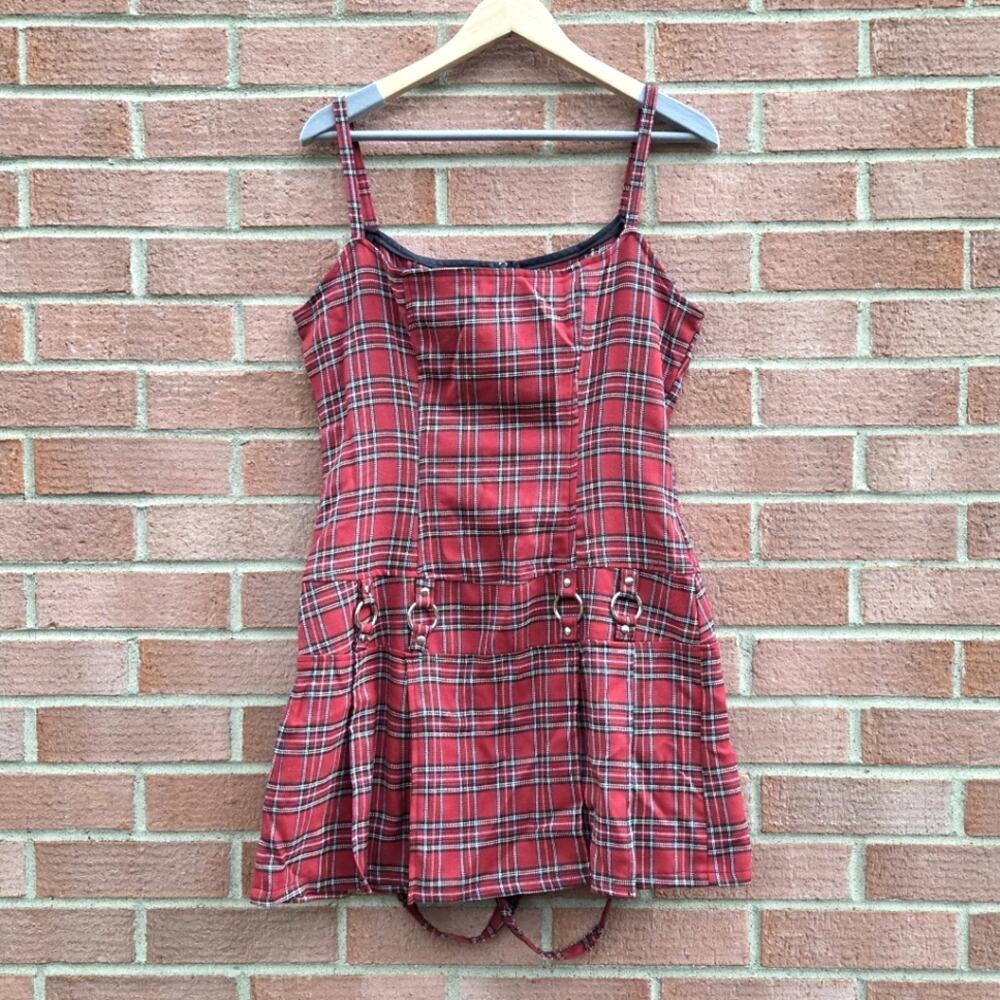 Vintage Lip Service Plaid bondage dress Punk Rock Dress Emo gothic Large Y2K